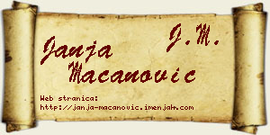 Janja Macanović vizit kartica